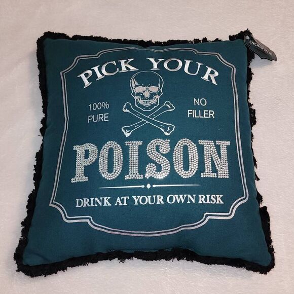 Dark Enchantment Decorative Pillow Dark Green with Silver Graphics 17" X 17" - Picture 9 of 9